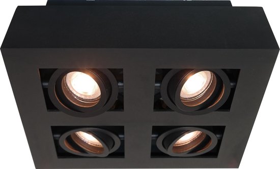 Toegangsprijs Moet voorstel Plafondlamp Bosco 4L Zwart - 4x GU10 LED 4,8W 2700K 355lm - IP20 - Dimbaar  > spots... | bol.com