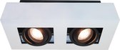 Plafondlamp Bosco 2L Wit/Zwart - 2x GU10 LED 4,8W 2700K 355lm - IP20 - Dimbaar > spots verlichting led wit zwart | opbouwspot led wit zwart | plafondlamp wit zwart | spotje led wit