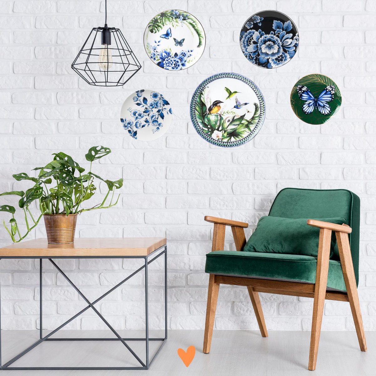 Metalen wanddecoratie vlinders - Crème witte decoratie - Set van 2 - 36x28 cm