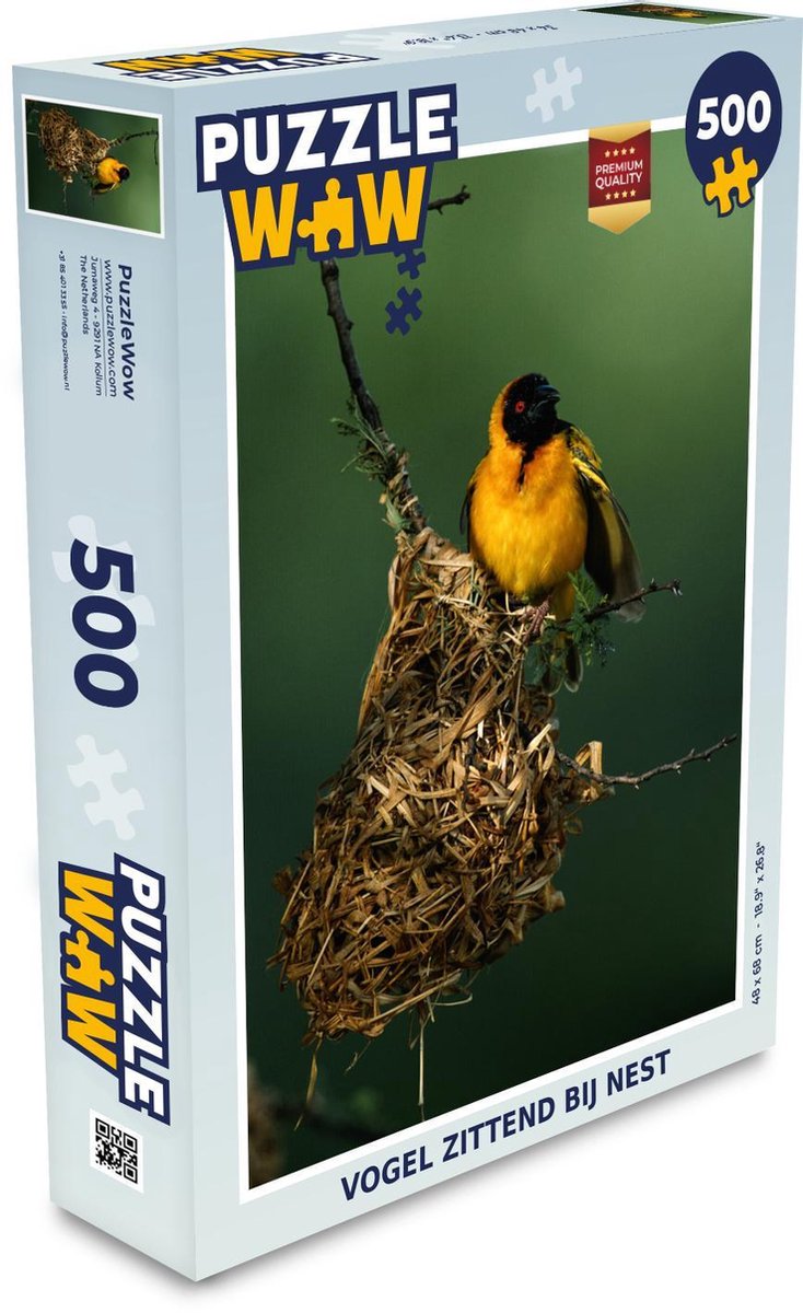 Afbeelding van product Puzzel 500 stukjes Vogelnesten - Vogel zittend bij nest puzzel 500 stukjes - PuzzleWow heeft +100000 puzzels