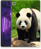 Hoesje Lenovo Tab M10 Plus Tablethoes Kinderen Panda met transparant zijkanten