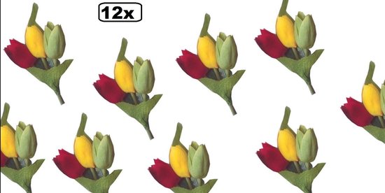12x 3 tulpen rood/geel/groen - feest bloem | bol.com