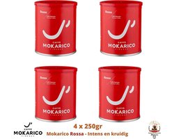 Mokarico Rossa Espresso - Gemalen koffie uit Florence - 4 x 250 gram - Hoogste Kwaliteit - perfect voor Bialetti Moka, Filter Koffie, Moccamaster, Cafetiere, enz. - Premium Koffiebrander