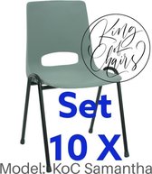 King of Chairs -set van 10- model KoC Samantha lichtgrijs met zwart onderstel. Kantinestoel stapelstoel kuipstoel vergaderstoel kantine stapel stoel kantinestoelen stapelstoelen ku