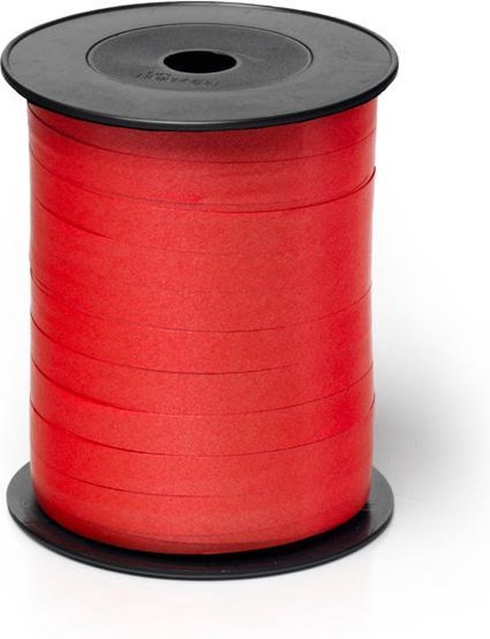 Foto: Sierlint cadeaulint verpakkingslint krullint rood 10mm x 250 meter per spoel 