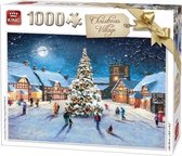 King - Christmas village - Puzzel 1000 stukjes + willekeurige cadeau tas cadeau