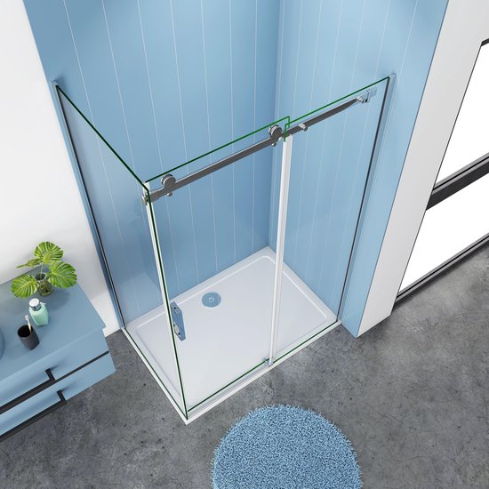 Cabine de douche Rectangle Lotus 1600x900x1950 porte coulissante 8mm verre clair chrome droite