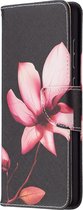 Zwart bloem book case hoesje Telefoonhoesje geschikt voor Samsung Galaxy A72