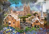 Slimbuy CityArt schilderij Barcelona glashelder perspex 35x49cm incl. luxe ophangsysteem
