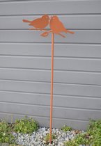 Tuinsteker - Tuindecoratie - Metaal - Tuinsieraad - Buiten - Decoratie - Gazonsteker - Plantensteker - Tuinprikker - Roest - Vogels - 25cm x 75cm