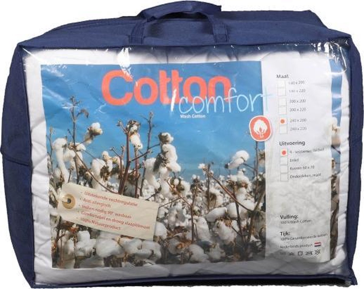 Bestrest Bedden Katoenen dekbed Cotton Comfort 4 seizoenen dekbed Antilallergisch 90 graden wasbaar 200x200cm