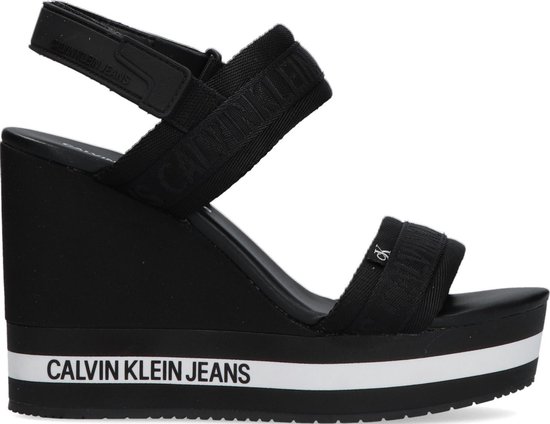 Calvin Klein Dames Sandalen Wedge Sandal Sling - Zwart - Maat 38 | bol.com