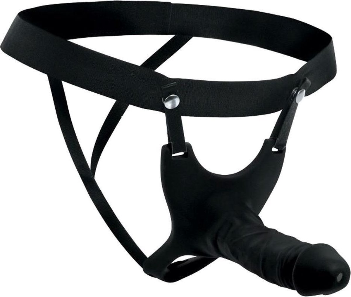 Size Matters - Holle Siliconen Strap-on -Zwart