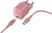 Fresh 'n Rebel - 18W USB-C Mini Fast Charger met Power Delivery + 1.5M USB-C Cable - Dusty Pink