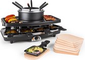 Entrecote 2-in-1 raclette-grill & fondue natuursteen 1100W 8 personen onderzetters