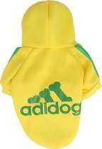 Adidog Hoodie - Hondentrui Maat S - Geel - Hondenkleding - Gewicht Hond 1 tot 1,5 KG
