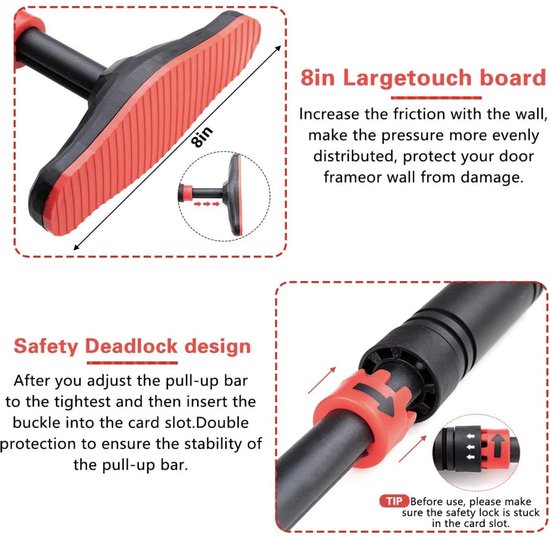 Barre De Traction Sans Vis Pour Porte – De 65 à 100 Cm – Charge Max 200 Kg – Fitness à Domicile