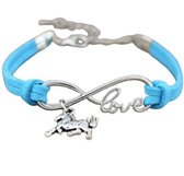 Armbandje lichtblauw met paarden hangertje