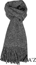 Sjaal -Zwarte gemêleerd- Unisex - langwerpig -natuurlijke materialen -30% Cashmere