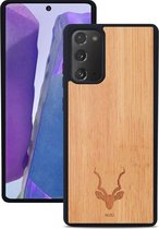 Kudu Samsung Galaxy Note 20 hoesje case - Houten backcover - Handgemaakt en afgewerkt met duurzaam TPU - Bamboe - Zwart