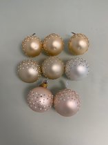 Glitter kerstballen-8 stuks