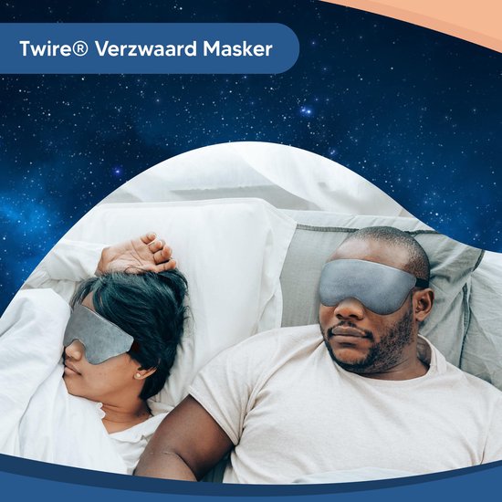 Twire® Premium Verzwaard slaap masker - Voor volwassenen - Inclusief oordopjes - Voor diepere slaap - 270gr - Grijs - TWIRE®