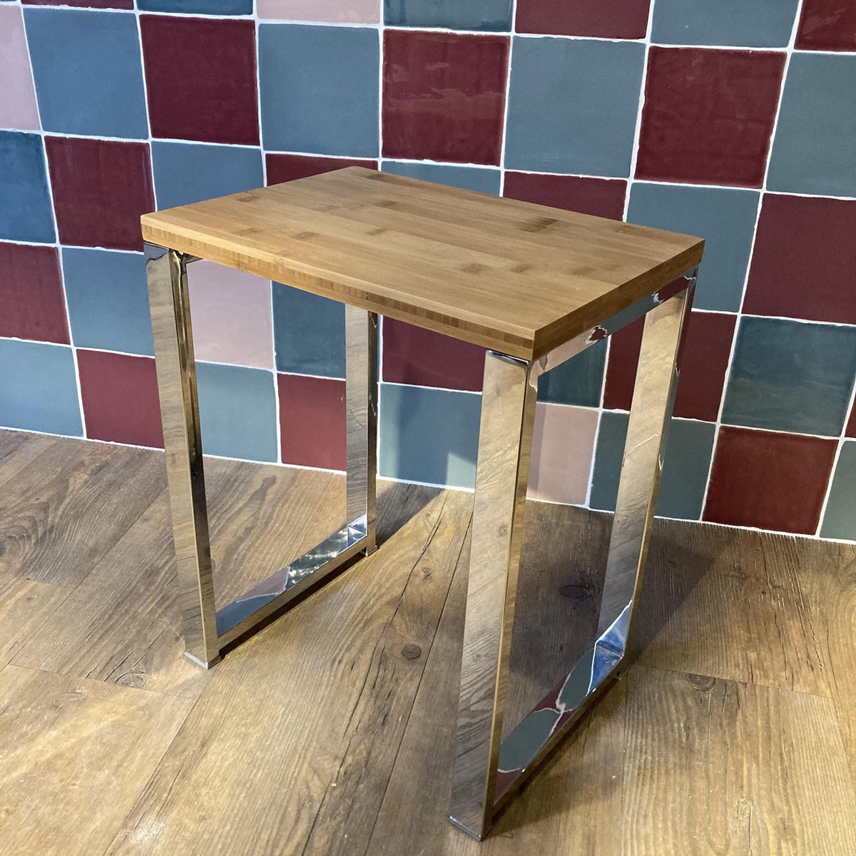 Rustica Badkamerkruk Douchekruk Bamboo Chroom Rustica 34 x cm 41,5 cm