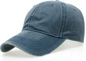 Washed denim cap baseball pet used look kleur blauw maat one size