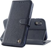 Echt Lederen Book Case Hoesje - Leren Portemonnee Telefoonhoesje - Geschikt voor iPhone XR - Navy