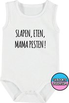 RompertjesBaby - Slapen, eten, mama pesten! - maat 86/92 - kap mouwen - baby - mama - romper mama - baby kleding jongens - baby kleding meisje - rompertjes baby - kraamcadeau meisj