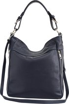 AmbraModa GLX30 - Italiaanse leren handtas, schoudertas, hobo tas voor vrouwen - Donkerblauw