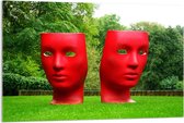 Acrylglas - Levensgrote Rode Maskers - 120x80cm Foto op Acrylglas (Met Ophangsysteem)