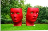 Acrylglas - Levensgrote Rode Maskers - 60x40cm Foto op Acrylglas (Wanddecoratie op Acrylglas)