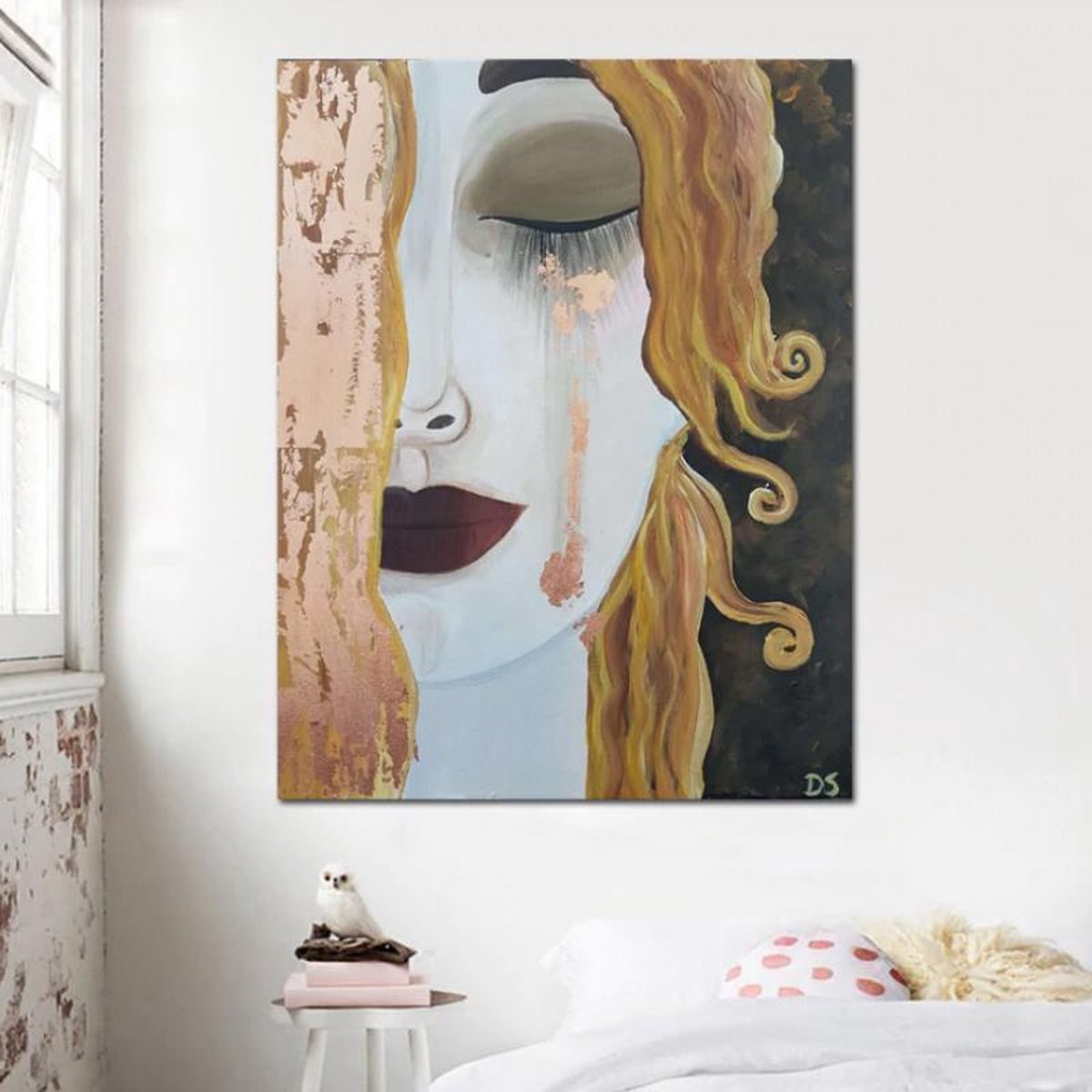Een gouden bos in de stijl van Gustav Klimt van Whale & Sons op canvas