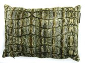 Skinsbynature krokodil Fluwelen kussen crocoprint legergroen 50 x 35 cm