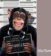 Allernieuwste peinture sur toile Gangster Monkey Chimpanzee - PopArt Modern - Poster - Animaux - 50 x 70 cm - Couleur