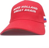 Make Holland Great Again Caps - Samen voor Nederland - Klasse kwaliteit baseball cap - boerenzakdoek Nederlandse vlag -100% katoen - Trump cap - rood - verstelbaar