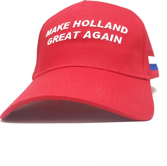 Make Holland Great Again Caps - Klasse kwaliteit baseball cap - Nederlandse vlag -100% katoen - Trump cap - rood - verstelbaar