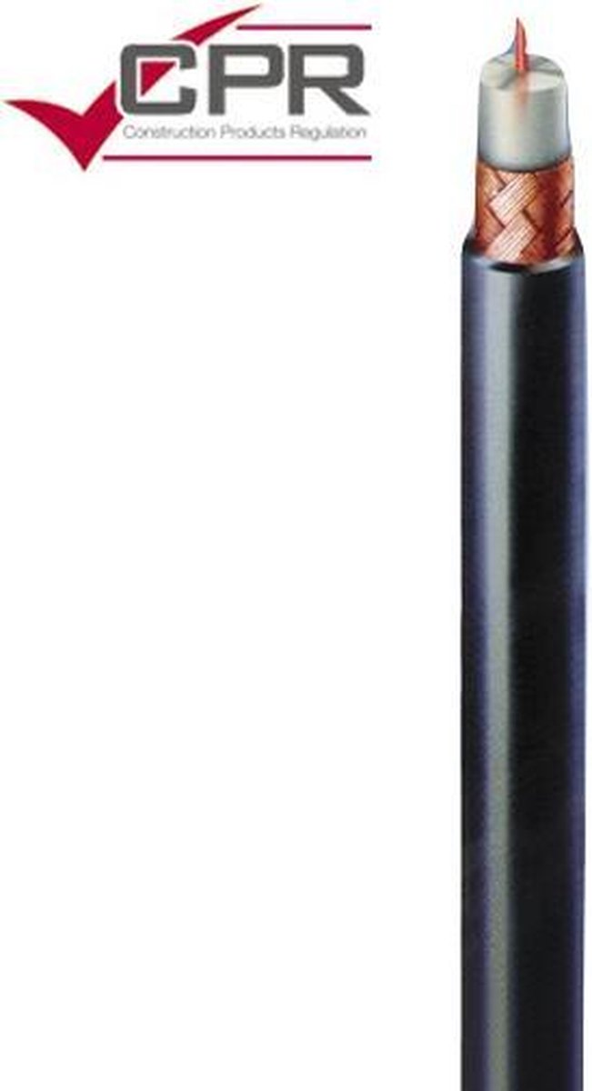 Coaxial kabel - RG-59 - 75 Ohms - CPR - Ø 6,2mm - Zwart - 100m