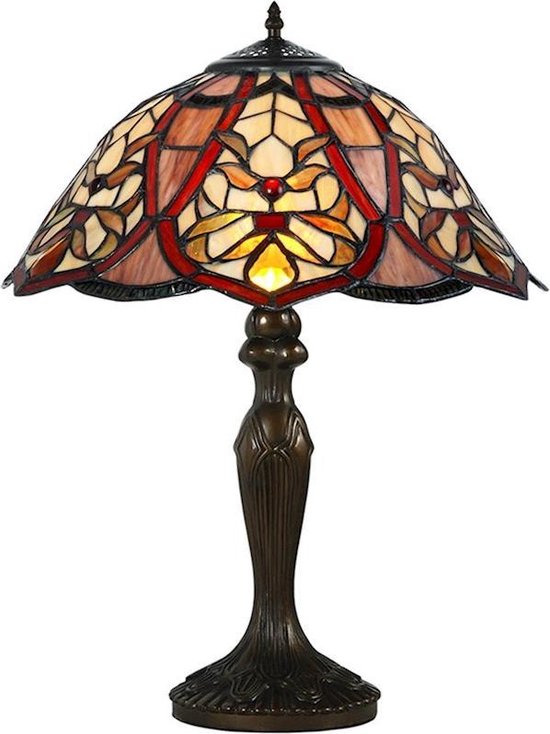 Lampe de table style Tiffany - vitrail - hauteur 59 cm | bol.com