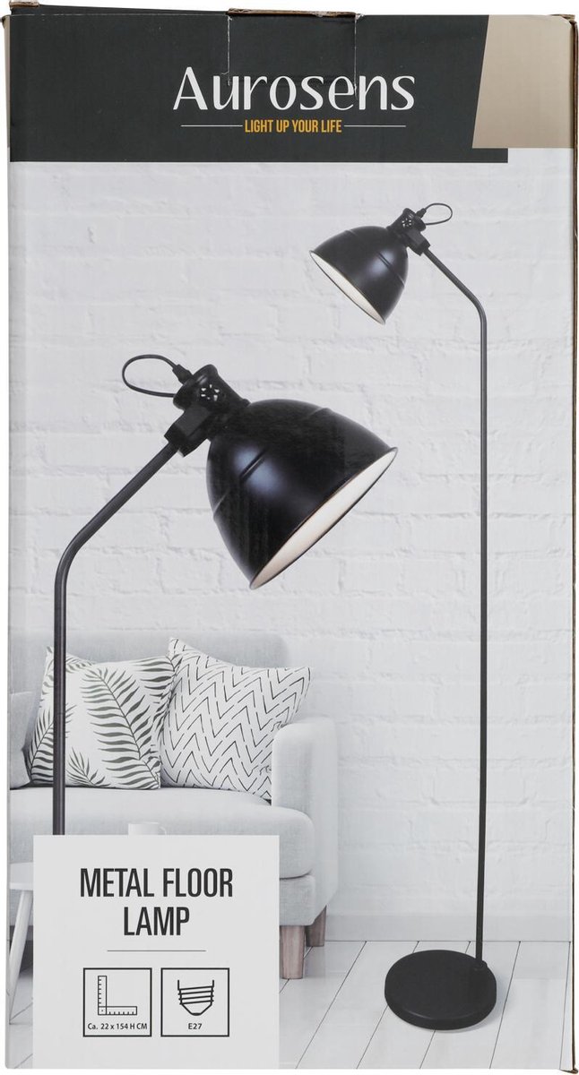Luxe Aurosens vloerlamp - 154 x 22 cm - design lamp - zwart | bol.com