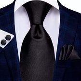 Stropdas set 100% zijde-blauw-stropdas-manchetknopen-pochet-Charme Bijoux