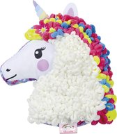 Totum Unicorn kussen maken - 24 x 24 cm eenhoorn regenboogkussen -  complete knutselset met wol - hobbyset knuffelkussen