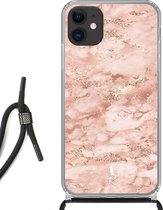 iPhone 11 hoesje met koord - Pink Marble