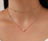 2 Laags ketting met vierkantje | goud gekleurd