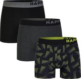 Happy Shorts 3-Pack Boxershorts Heren Triangle Zwart/Grijs - Maat  M