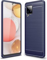 Samsung Galaxy A42 Carbone Brushed Tpu Blauw Cover Case Hoesje CBL