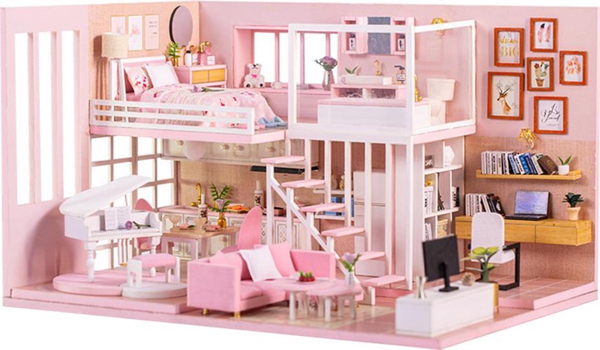 DIY Maison de poupée Kawaii avec LED - Maison de poupée - Kit de  construction miniature | bol