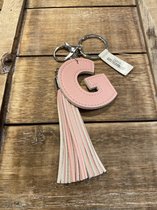 Sleutelhanger met kwastje | Imitatie leer | Roze | G