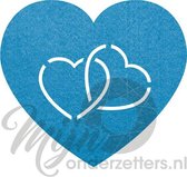 Hart in hart vilt onderzetters  - Lichtblauw - 6 stuks - 10 x 10 cm - Tafeldecoratie - Glas onderzetter - Valentijn - Cadeau - Woondecoratie - Tafelbescherming - Onderzetters voor